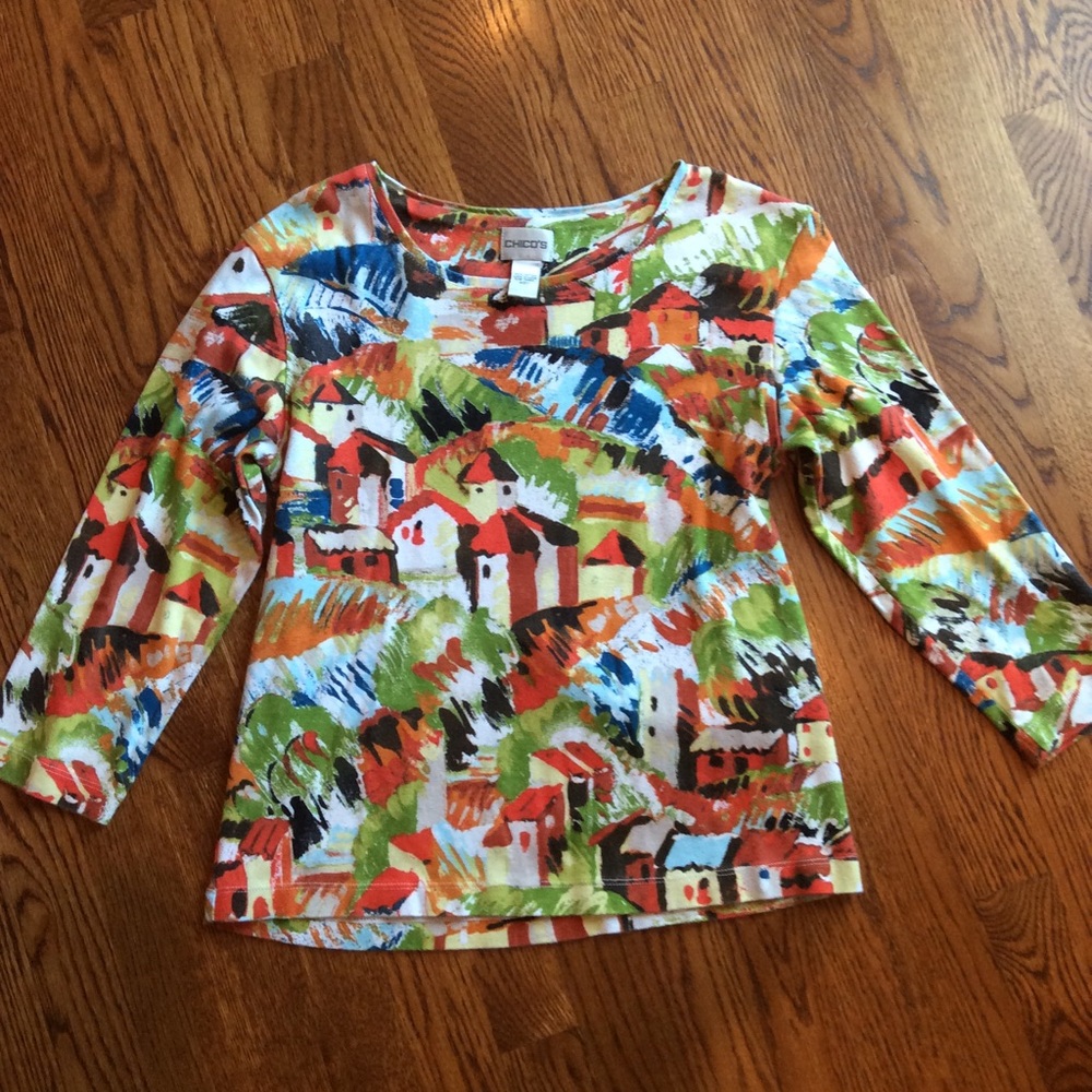 Chico’s size 1 Multi Colored 3/4 length sleeve
